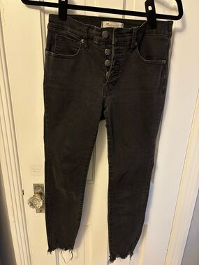 Madewell Washed Black High-Rise Button-Fly Ankle Jeans